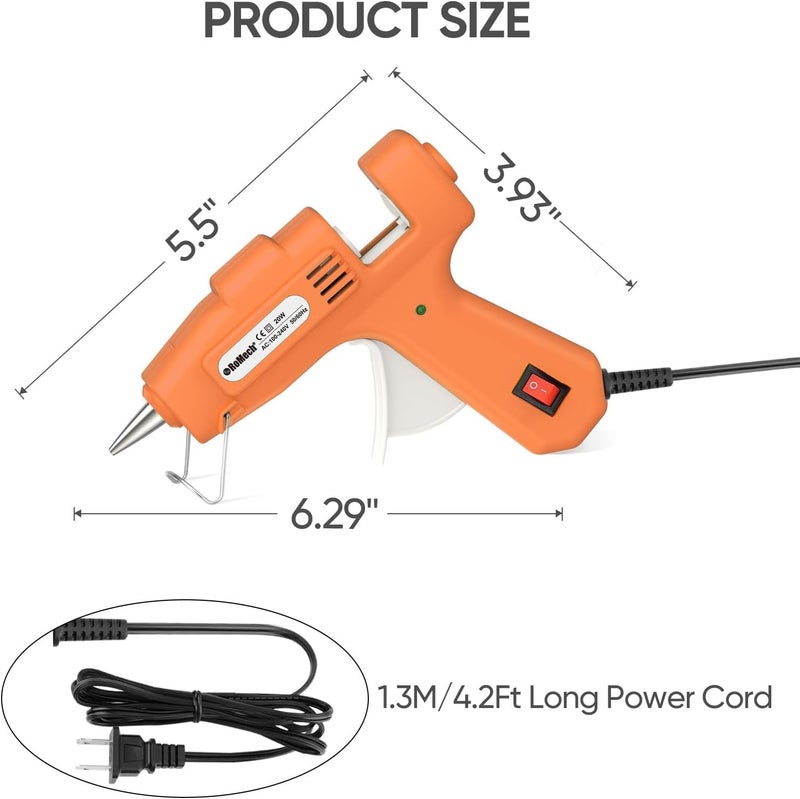 ROMECH 20W Mini Hot Glue Gun with 30 Glue Sticks Set, Fast Preheating Hot Glue Gun Kit Heavy Duty Gluegun for Craft, DIY, Repairs (Orange) - Image 4